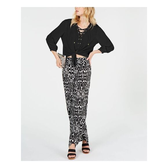 INC Tops - INC Womens Black Long Sleeve V Neck Crop Top Size: XS